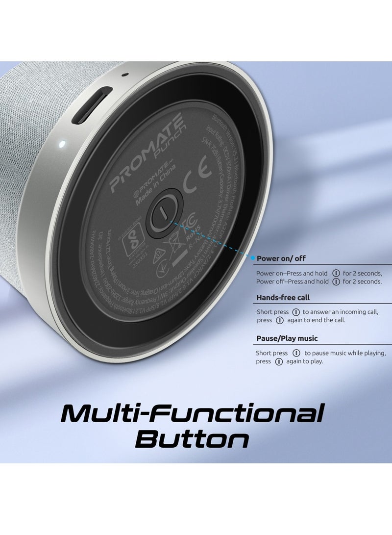 Bluetooth Magnetic Base Speaker, 3W True Wireless Portable Speaker With Hd Sound, 40Mm Dynamic Drivers, Long-Lasting 12H Playtime, And Bluetooth V5.3 For Iphone 17, Galaxy S25, Punch Silver Silver