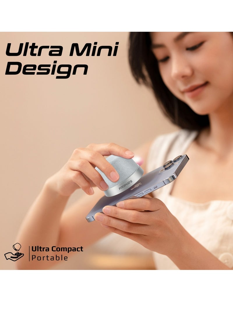 Bluetooth Magnetic Base Speaker, 3W True Wireless Portable Speaker With Hd Sound, 40Mm Dynamic Drivers, Long-Lasting 12H Playtime, And Bluetooth V5.3 For Iphone 17, Galaxy S25, Punch Silver Silver