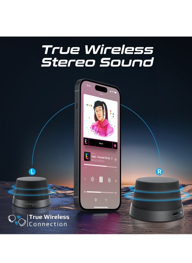 Bluetooth Magnetic Base Speaker, 3W True Wireless Portable Speaker with HD Sound, 40mm Dynamic Drivers, Long-Lasting 12H Playtime, and Bluetooth V5.3 for iPhone 16, Galaxy S25, Punch - Black