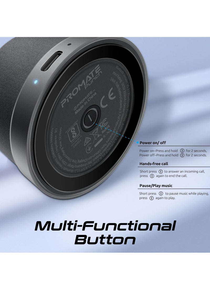 Bluetooth Magnetic Base Speaker, 3W True Wireless Portable Speaker with HD Sound, 40mm Dynamic Drivers, Long-Lasting 12H Playtime, and Bluetooth V5.3 for iPhone 16, Galaxy S25, Punch - Black