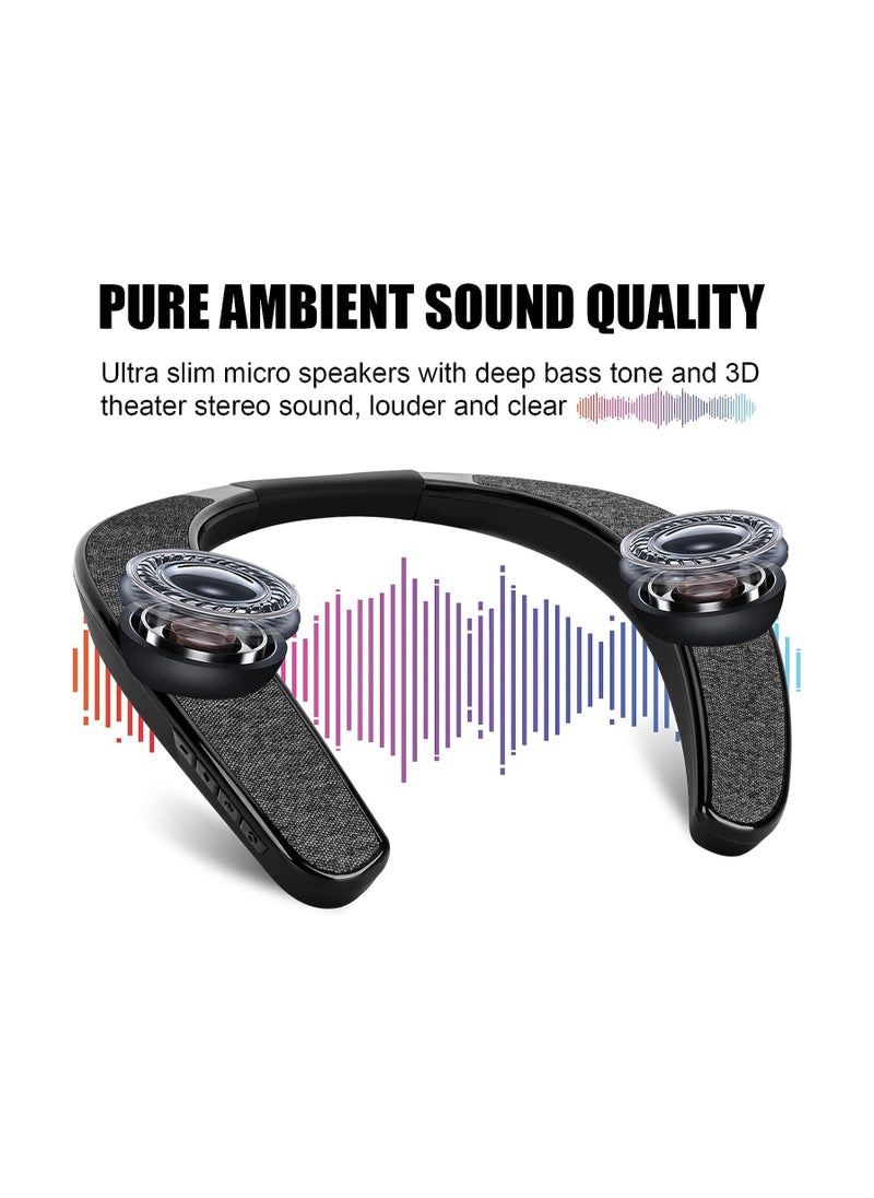 Neckband Bluetooth Speakers, Portable Wearable Wireless Neckband Speaker, 3D Surround Stereo, Excellent Audio Quality, for Home, Work, Outdoor Cycling, Hiking