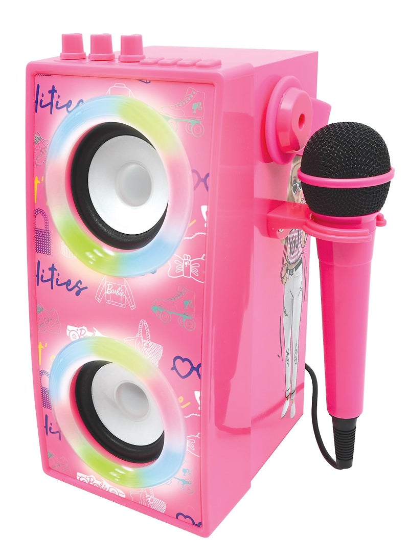 BARBIE PORTABLE BLUETOOTH SPEAKER WITH MIC AND LIGHTS