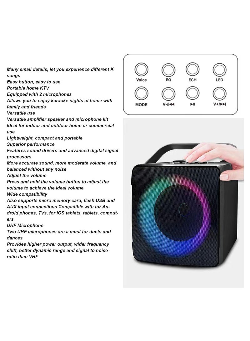 SD508 Home Karaoke Portable Bluetooth Speaker Dual Wireless Microphone Live TV FM Radio TF Card USB Subwoofer Music Center Audio