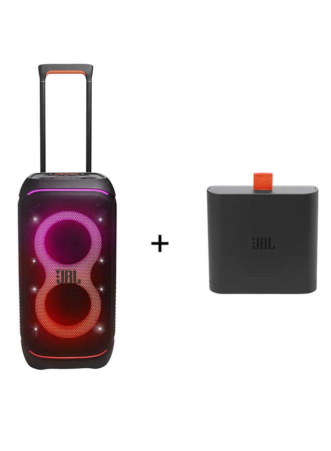 Partybox Stage 320 Portable Party Speaker And Battery 400 Combo For Non Stop Party, JBLPBSTAGE320UK+JBLBATTERY400 Black