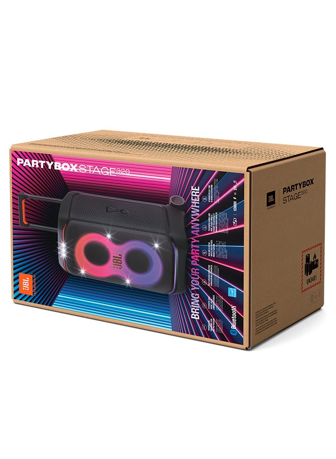 Partybox Stage 320 Portable Party Speaker And Battery 400 Combo For Non Stop Party, JBLPBSTAGE320UK+JBLBATTERY400 Black