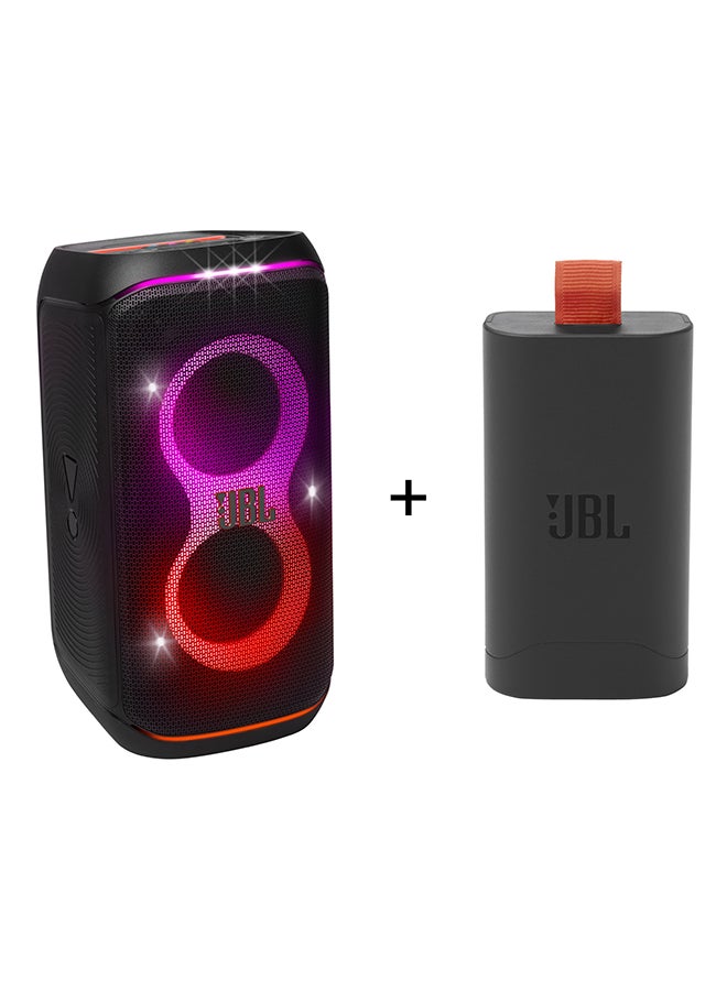 Partybox Club 120 Portable Party Speaker And Battery 200 Combo For Non Stop Party, JBLPBCLUB120UK+JBLBATTERY200 Black