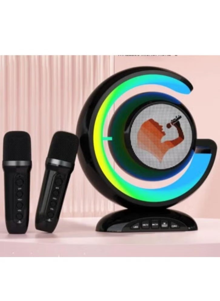 YS-110 Wireless Bluetooth Speaker Night Lamp Speaker LED Light Mini Karaoke with 1 UHF Microphone Voice Changer