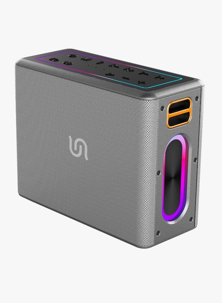 QUANTUM 2.2 Channel Portable Speaker / True Wireless Stereo (TWS) / Microphone for Hands-Free Calls / RGB LED Lighting / Power bank /IPX5 Water-Resistant - Silver