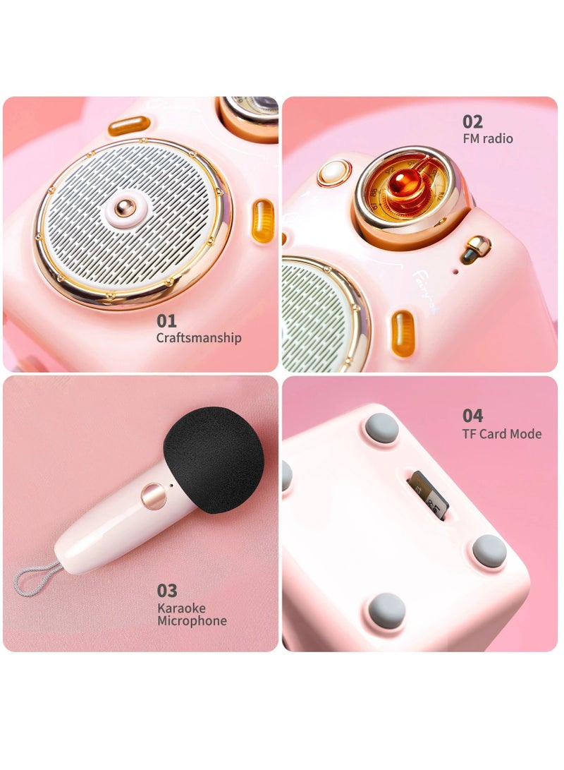 Fairy-OK Portable Bluetooth Speaker with Microphone Voice Change Karaoke Function FM Radio TF Card