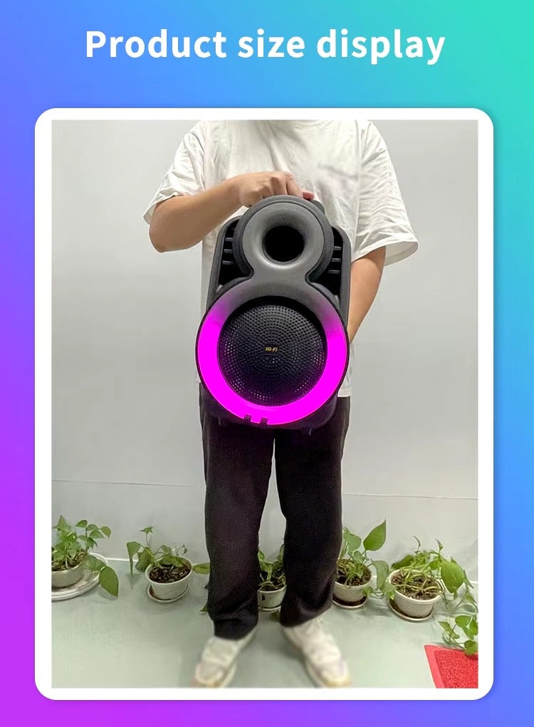 8 Inch Wireless Bass Portable Party Speaker With LED Lights