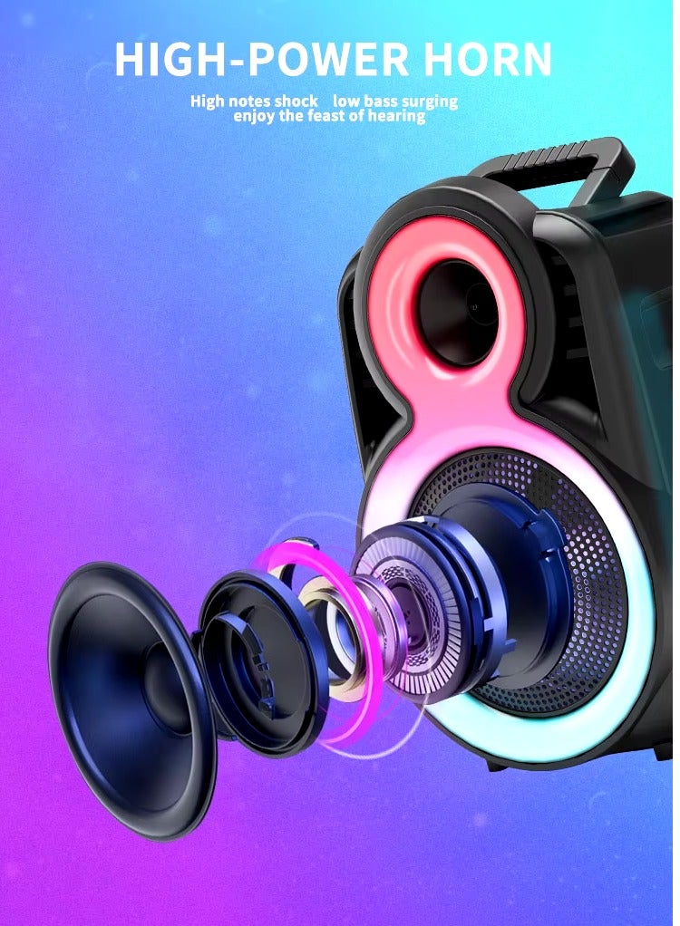 8 Inch Wireless Bass Portable Party Speaker With LED Lights