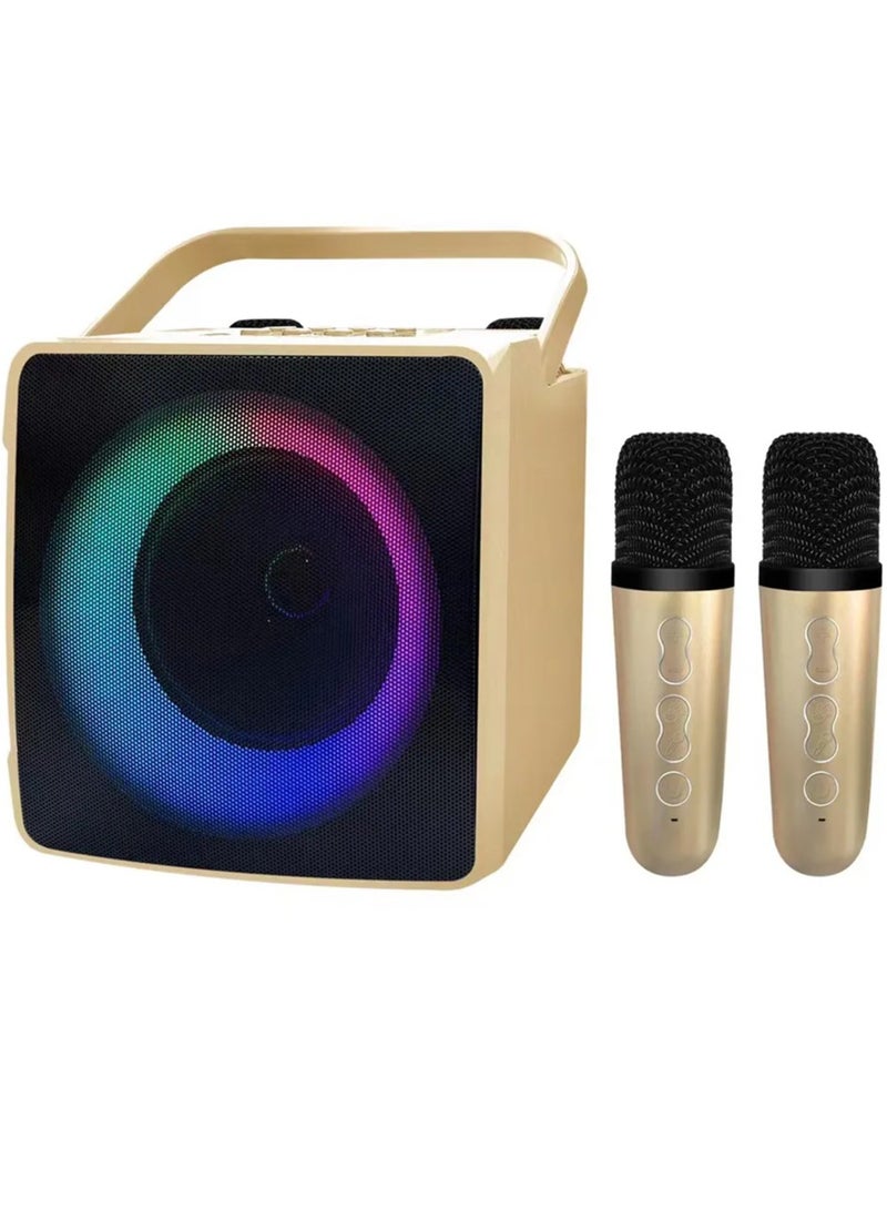 SD508 Home Karaoke Portable Bluetooth Speaker Dual Wireless Microphone Live TV FM radio TF card USB Subwoofer Music Center Audio (gold)