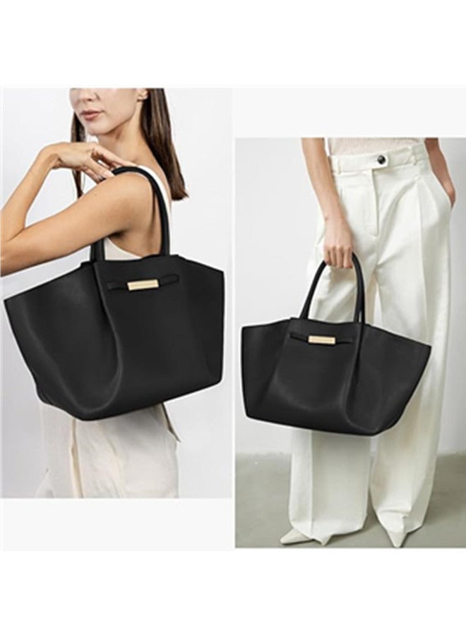 DeMellier Tote Bag Faux Leather Work Bag for Women Soft Grained Leather Top Handle Bag Trendy Luxury Hobo Handbag Purse