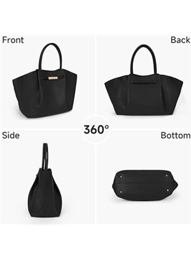 DeMellier Tote Bag Faux Leather Work Bag for Women Soft Grained Leather Top Handle Bag Trendy Luxury Hobo Handbag Purse