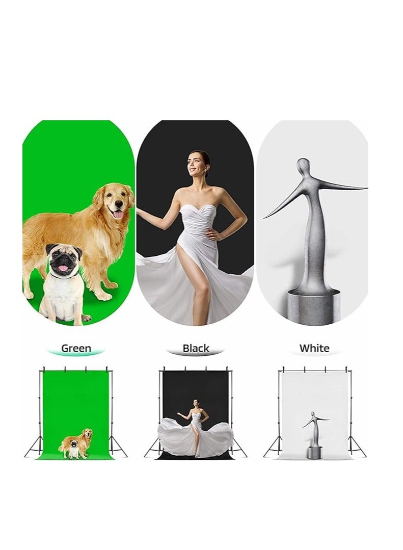 Backdrop Stand Kit with 3pcs Backdrops Photography Backdrop Support System Adjustable Photo Background Screen Stand