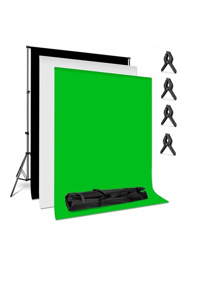 Backdrop Stand Kit with 3pcs Backdrops Photography Backdrop Support System Adjustable Photo Background Screen Stand