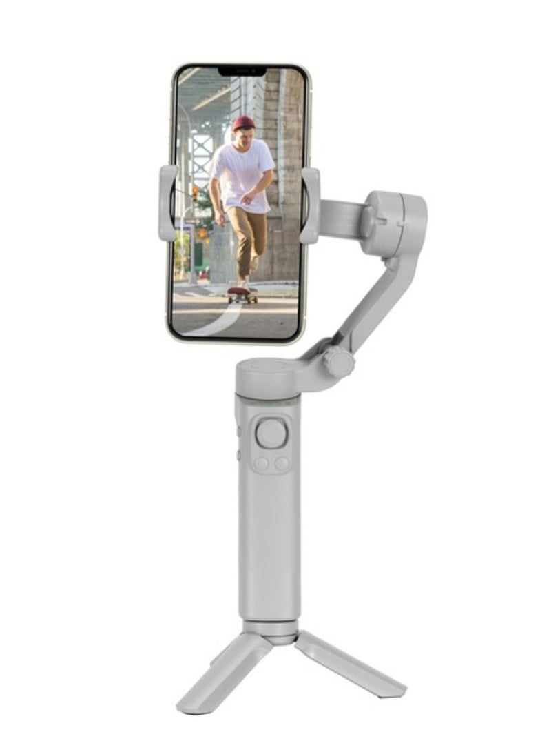 3-Axis Gimbal Stabilizer With AI Face & Object Tracking, Rolling, Pitching & Pan Angles, Versatile Sooting Modes, 7 Hrs Continous Working Time, 2200mAh Built In Battery, Android/iOS App- Gray