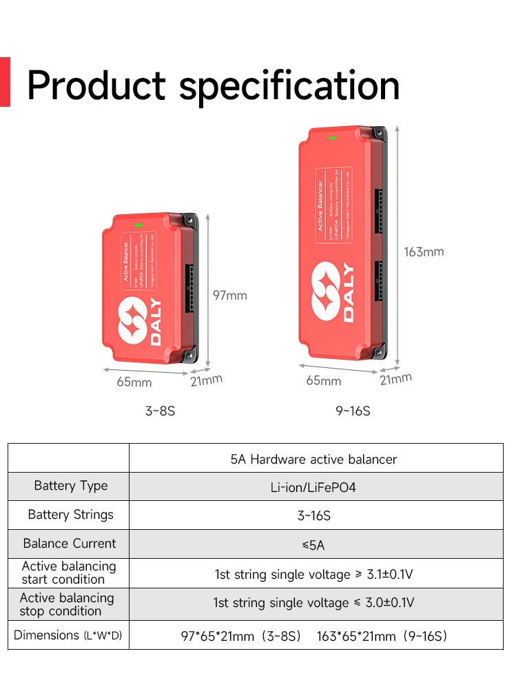 Daly Smart Lifepo4 14S 1A Active Balancer – Bluetooth Enabled Battery Equalizer for 18650 Lithium Batteries