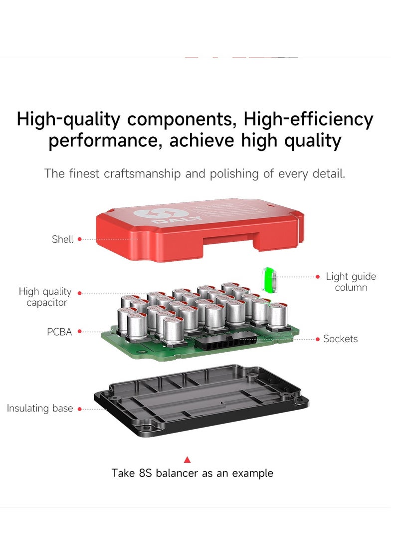 Daly Smart Lifepo4 8S 5A Active Balancer – High-Current Lithium Battery Equalizer for 18650 Packs