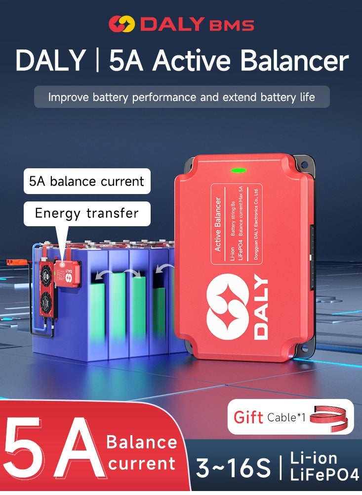 Daly Smart Lifepo4 14S 5A Active Balancer – High-Current Lithium Battery Equalizer for 18650 Packs