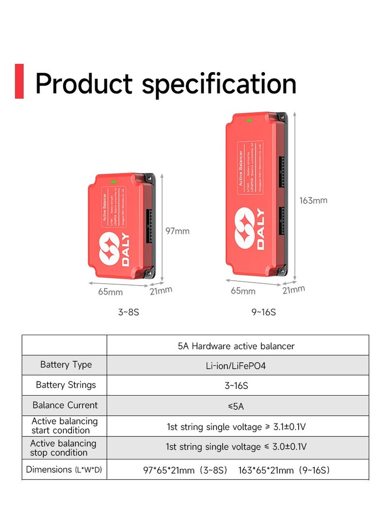 Daly Smart Lifepo4 4S 5A Active Balancer – High-Current Lithium Battery Equalizer for 18650 Packs