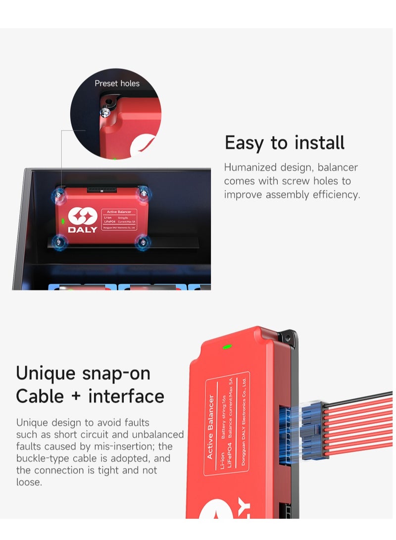 Daly Smart Lifepo4 4S 5A Active Balancer – High-Current Lithium Battery Equalizer for 18650 Packs