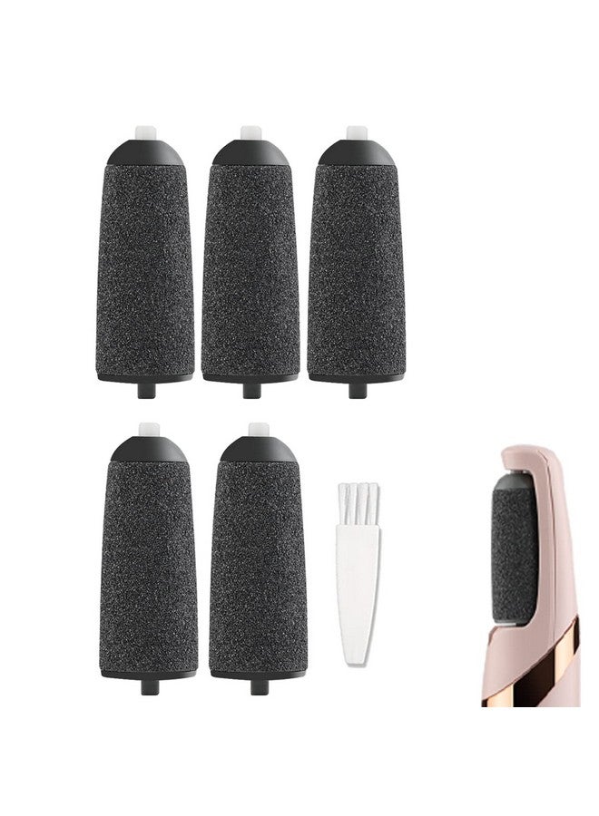 5 Pack Black Coarse Replacement Roller Refills Compatible With Finishing Touch Flawless Pedi Electric Tool File Include A Cleaning Brush