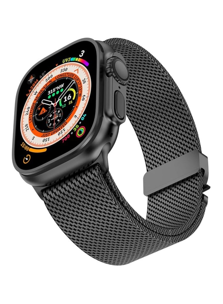 Milanese Loop Band Compatible with Apple Watch Ultra 2 Band 49mm 46mm 45mm 44mm, Stainless Steel Milanese Loop (2024) Adjustable Strap for iWatch Ultra Series 10 9 8 7 SE 6 5 4 Men Women