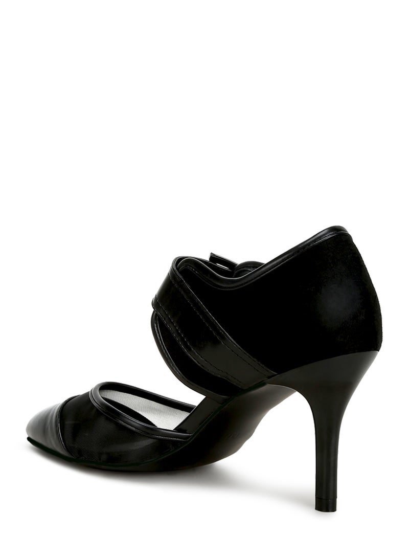 Buckle Detail Pump Sandals in Black