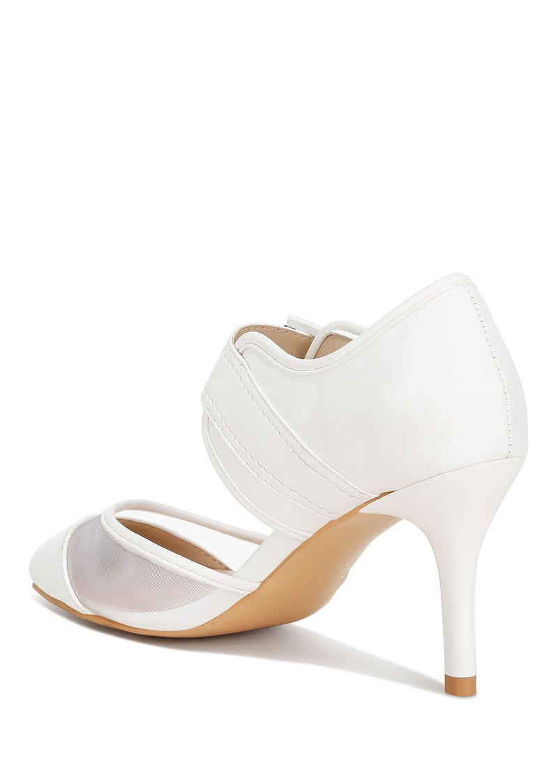 Buckle Detail Pump Sandals in White