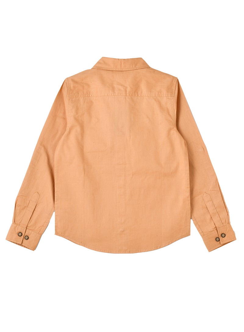 Boys Orange Casual Shirt with Long Sleeves