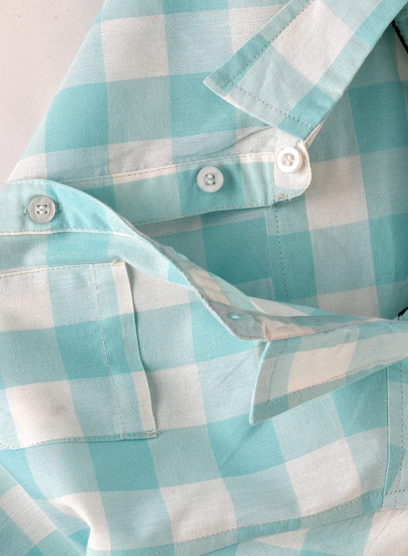 Boys' Light Blue and White Checkered Shirt