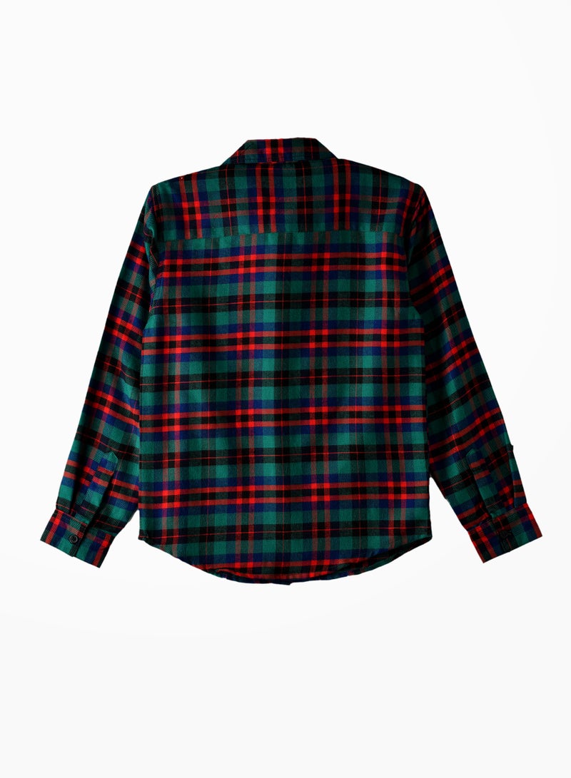 Boys' Green and Red Plaid Shirt