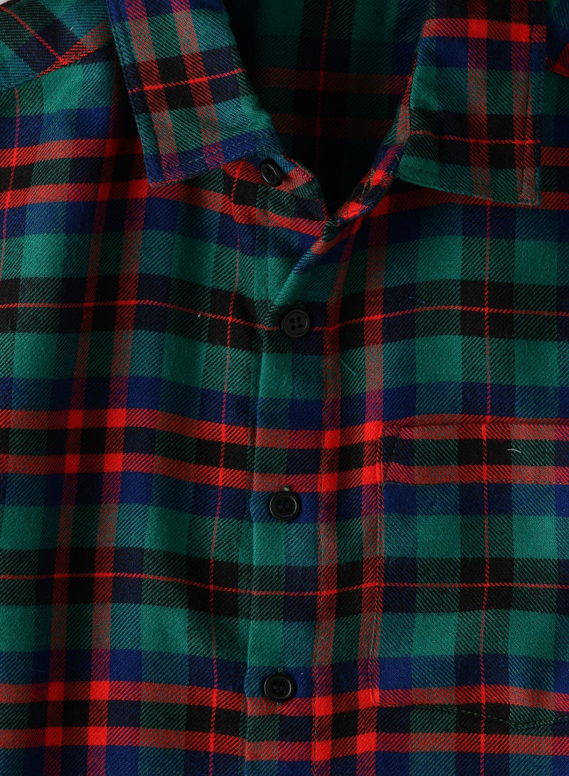 Boys' Green and Red Plaid Shirt