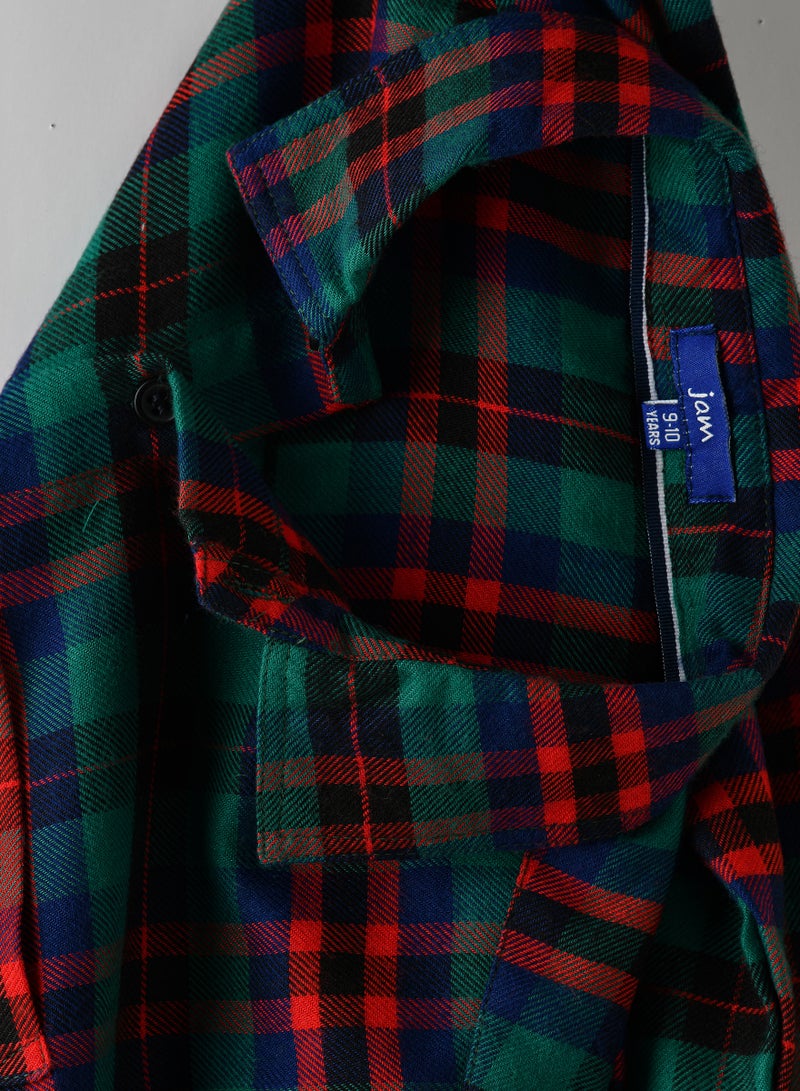 Boys' Green and Red Plaid Shirt