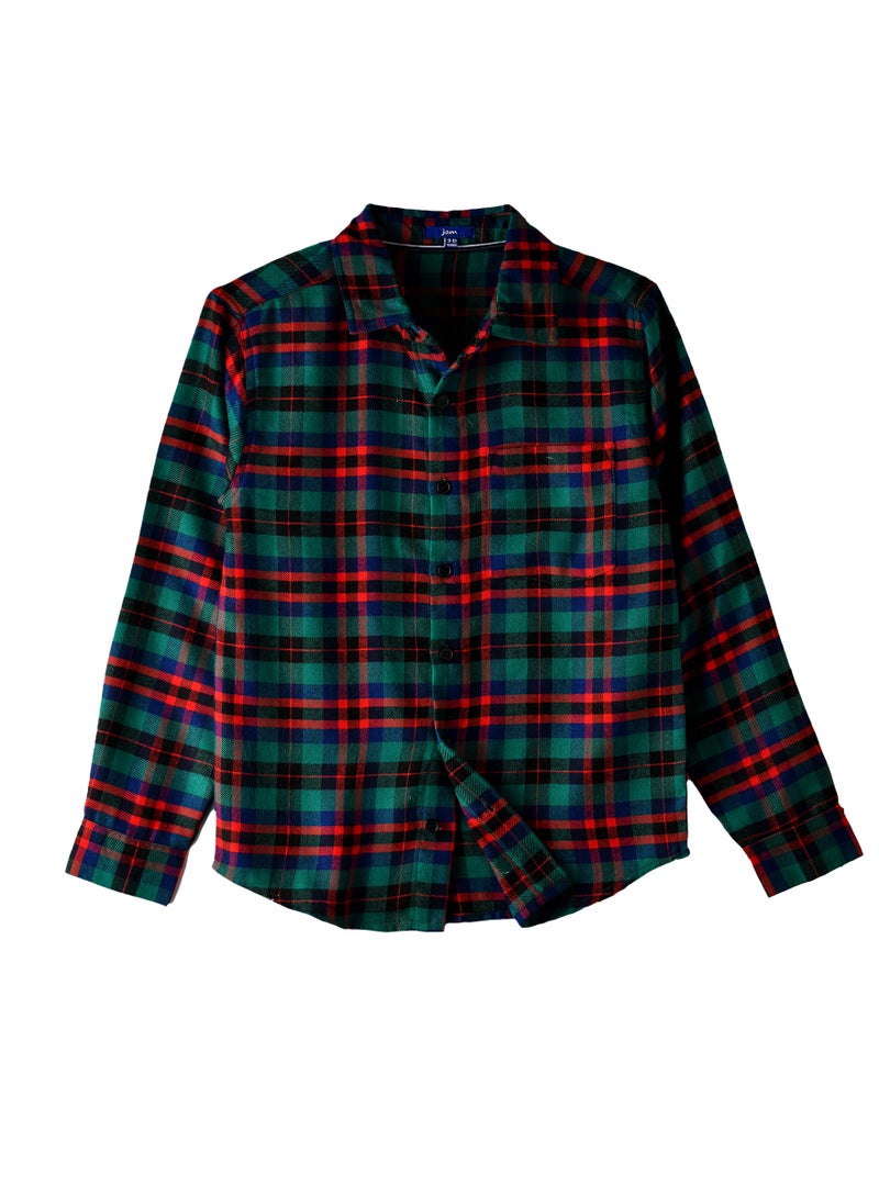 Boys' Green and Red Plaid Shirt