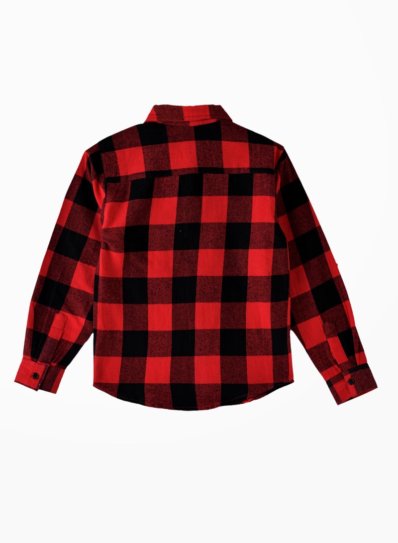 Boys' Red and Black Checkered Flannel Shirt