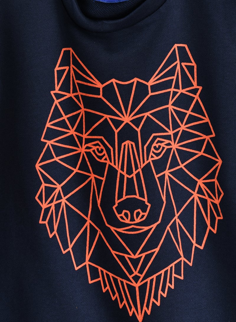 Boys' Geometric Wolf Graphic Sweatshirt