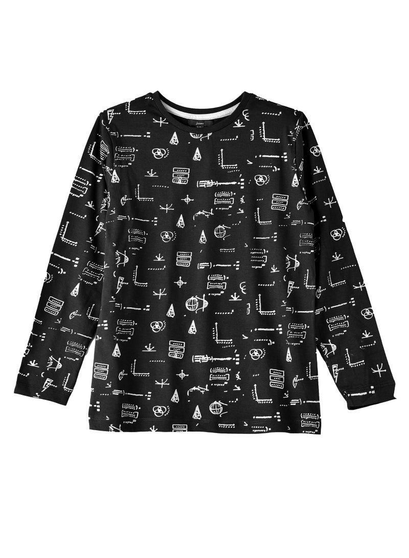 Boys Black Long Sleeve Graphic T-Shirt