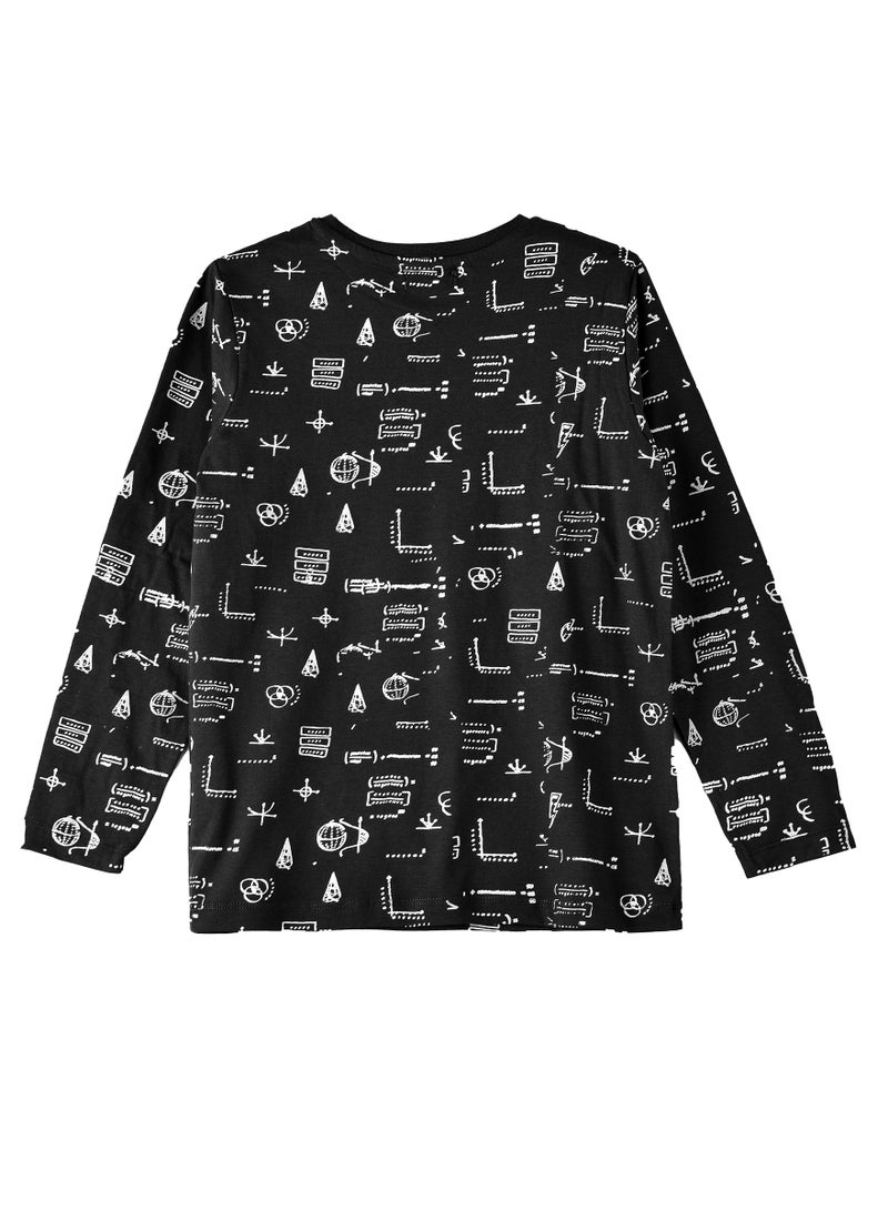 Boys Black Long Sleeve Graphic T-Shirt