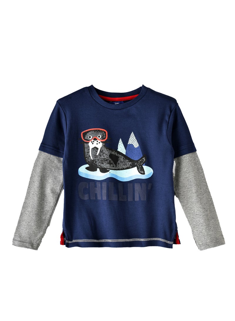 Boys' 'Chillin' Walrus Graphic Long-Sleeve Tee