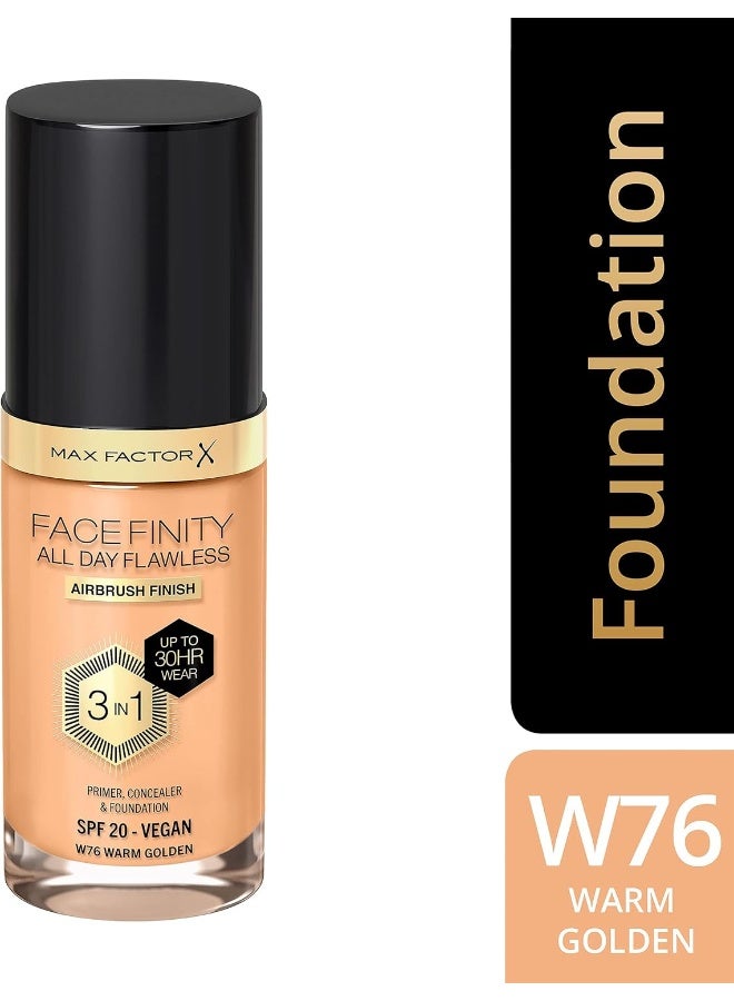 Facefinity All Day Flawless Foundation - W76 Warm Golden, 30Ml