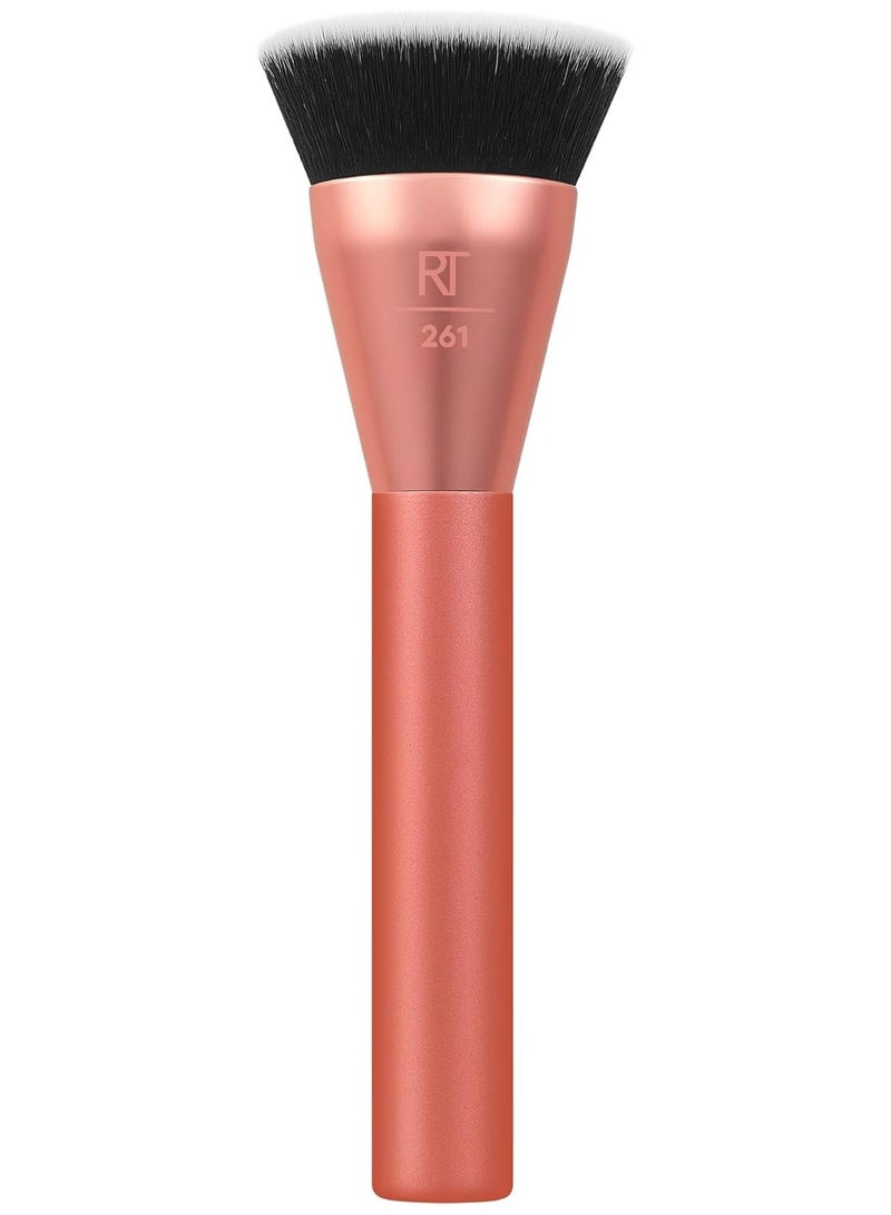 Sculpt Contour Makeup Brush, For Liquid & Cream Contour & Bronzer, Flat Top & Oval Head For Blending & Buffing, Dense, Synthetic Bristles, Vegan and Cruelty Free Orange