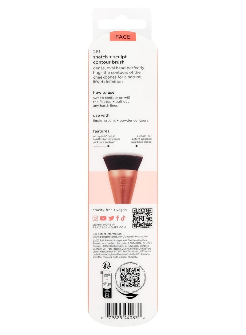 Sculpt Contour Makeup Brush, For Liquid & Cream Contour & Bronzer, Flat Top & Oval Head For Blending & Buffing, Dense, Synthetic Bristles, Vegan and Cruelty Free Orange