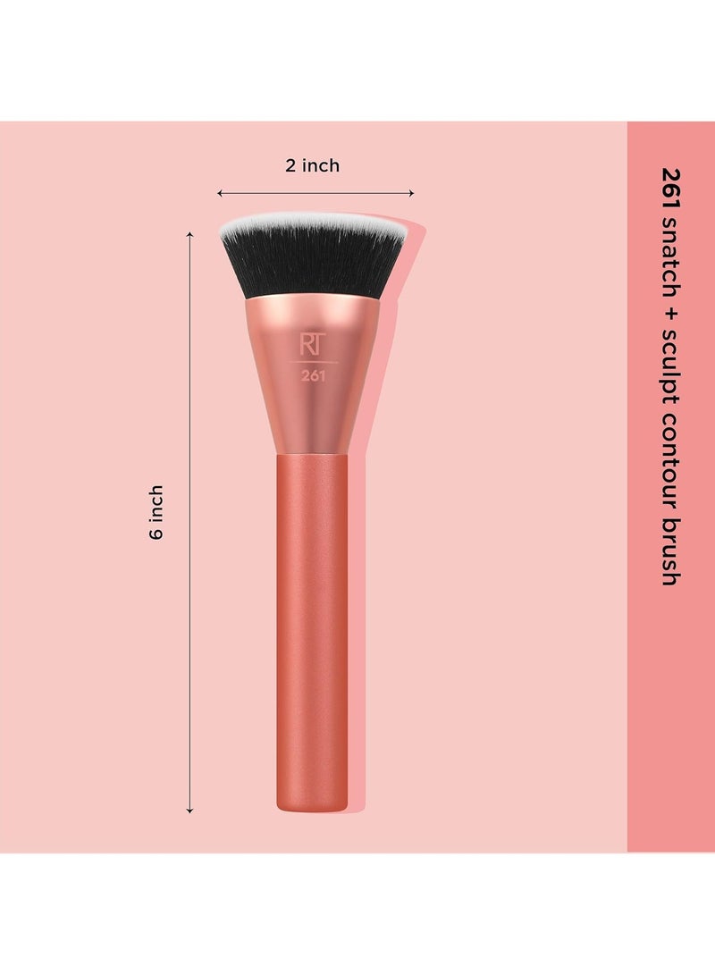 Sculpt Contour Makeup Brush, For Liquid & Cream Contour & Bronzer, Flat Top & Oval Head For Blending & Buffing, Dense, Synthetic Bristles, Vegan and Cruelty Free Orange