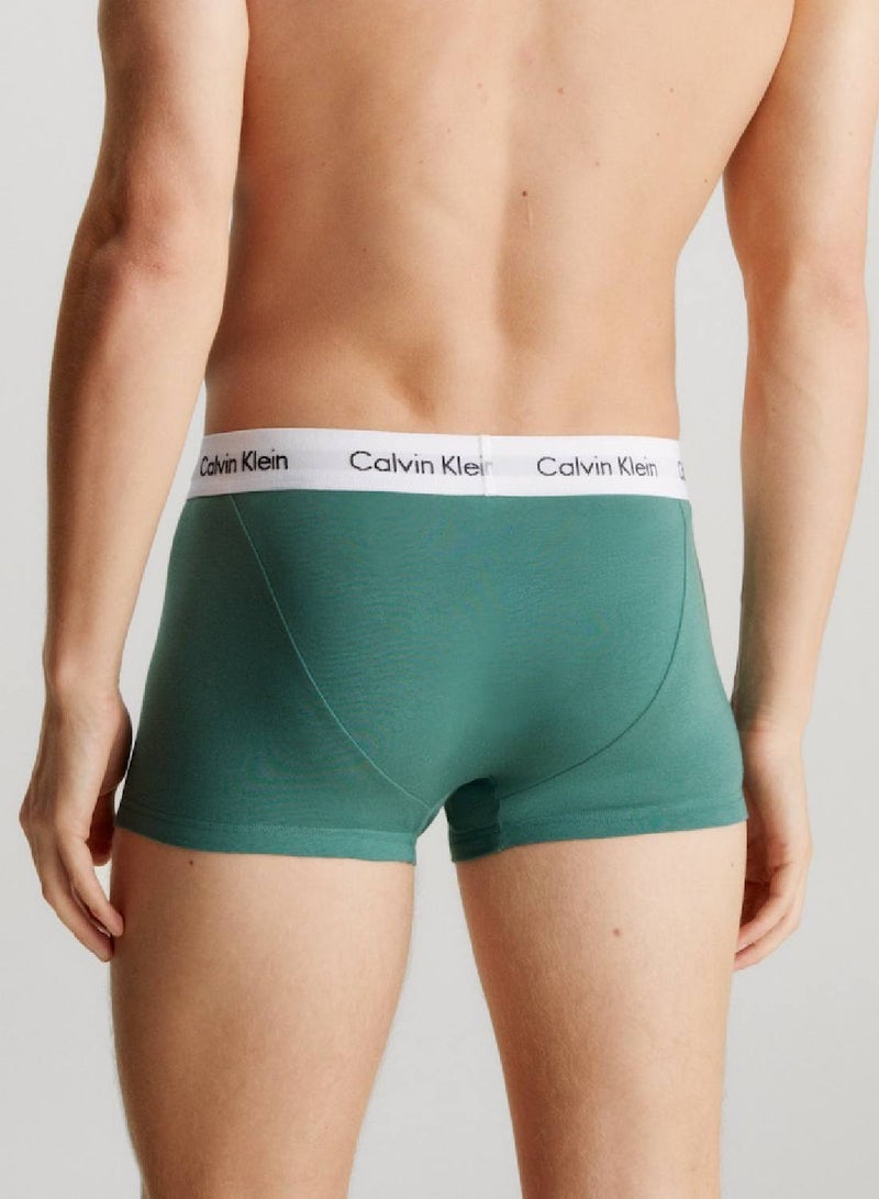 Men's 3 Pack Low Rise Trunks - Cotton Stretch - Cotton, Blue