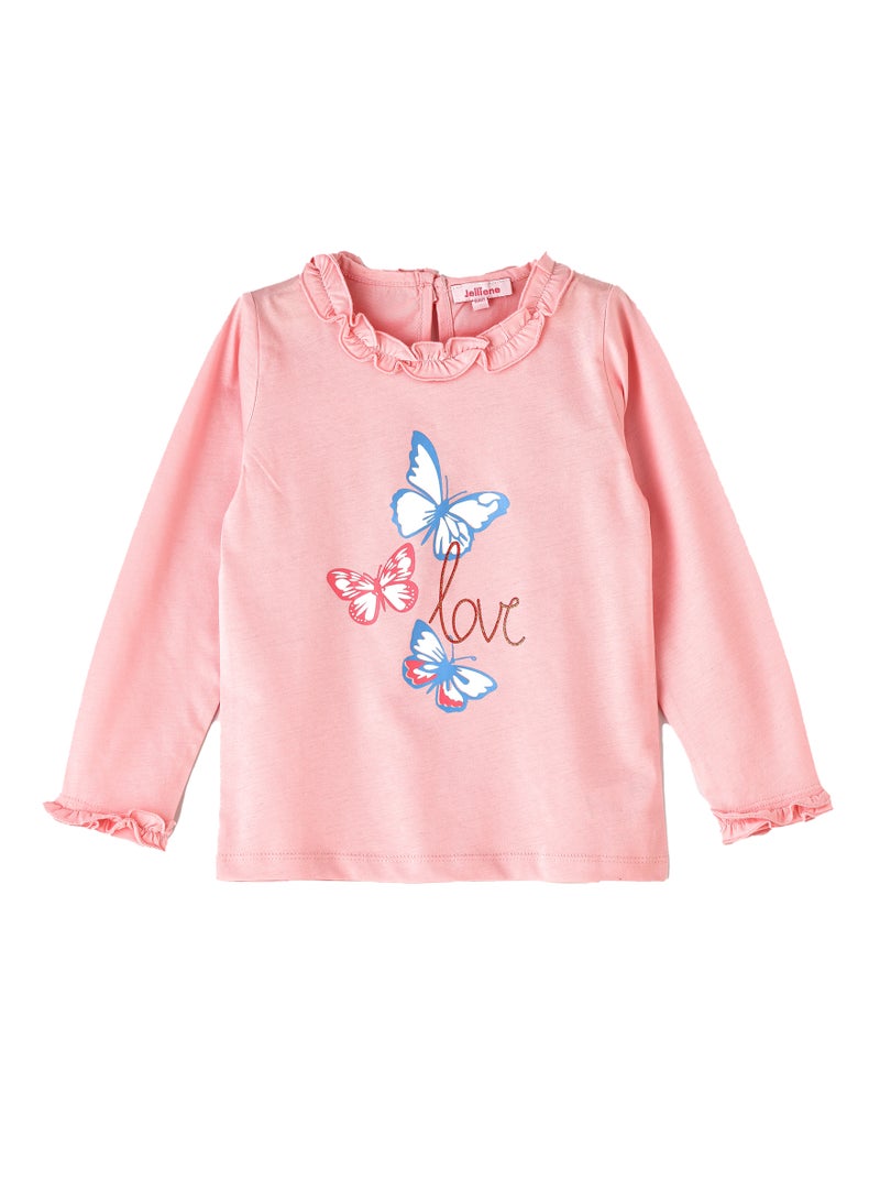 Girls' Butterfly Graphic Print Top