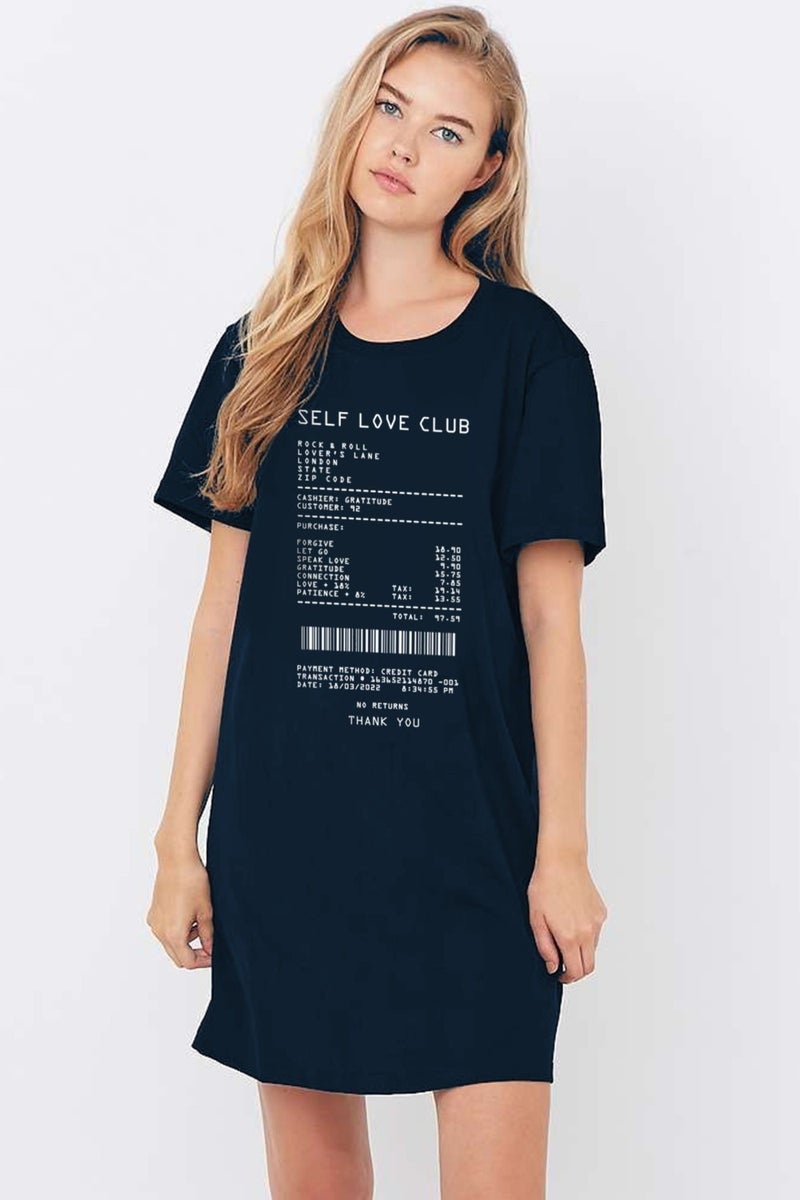 Retail Love Person Navy Blue Short Sleeve Combed Cotton Women's T-Shirt Dress