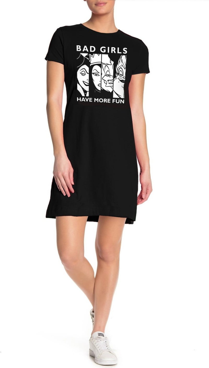 Fun Women Black Short Sleeve Women's T-Shirt Dress