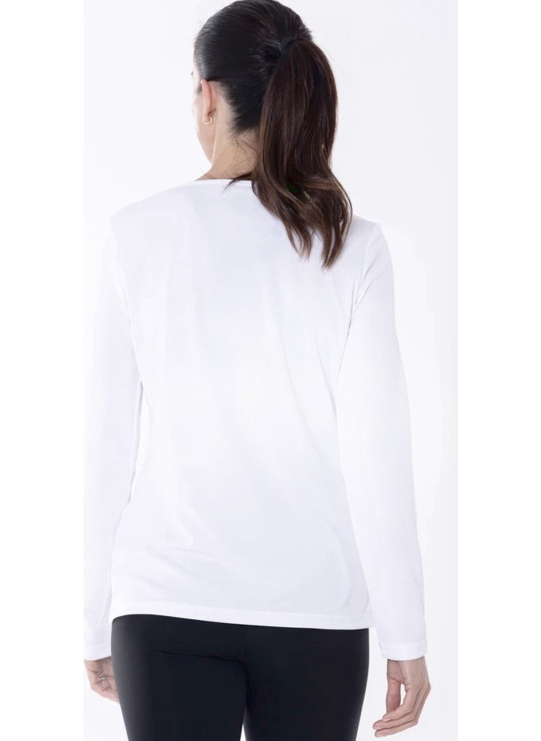 Rock & Roll Milky and Plain Crew Neck White Long Sleeve Combed Cotton Women's T-Shirt